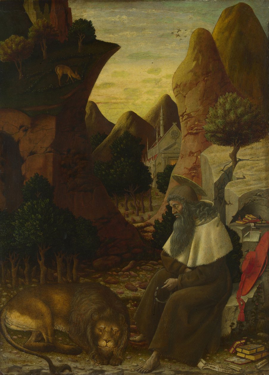 Svatý Jeroným v krajině, c. 1440 od Bono da Ferrara