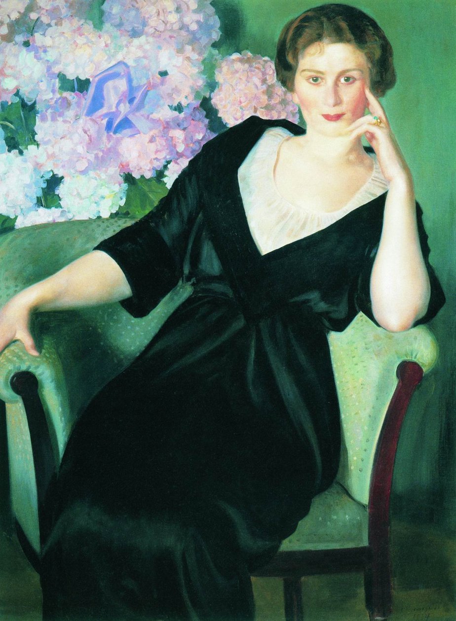 .. nPortrét Renee Notgaft od Boris Mikhailovich Kustodiev