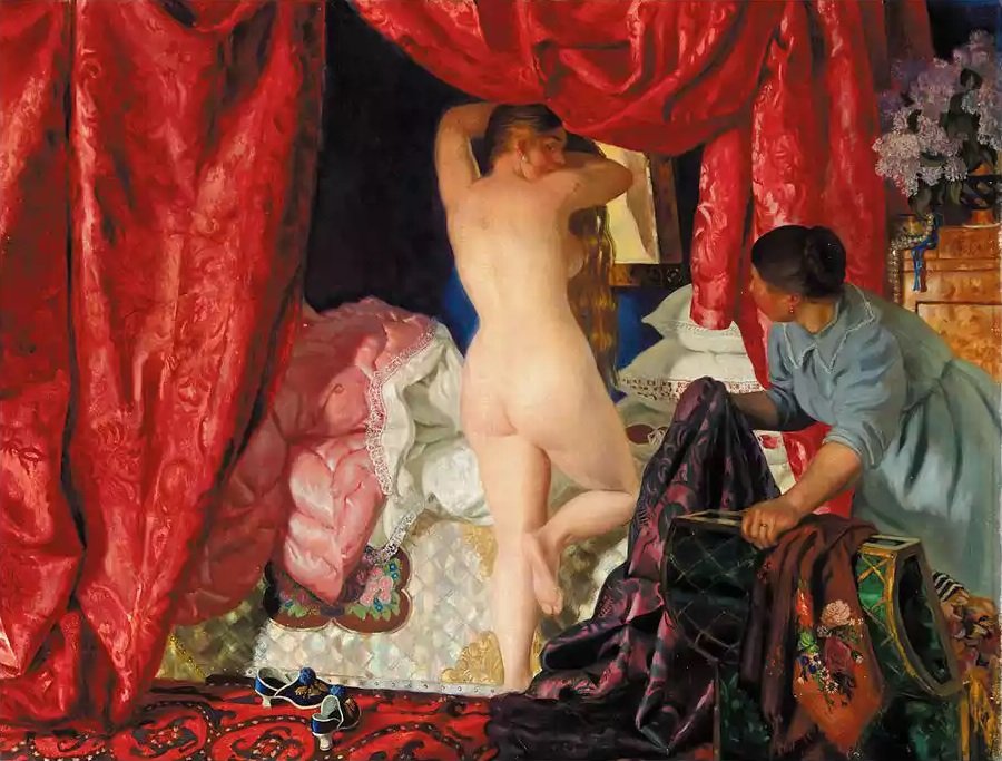 Spodní prádlo Krasavitsan od Boris Mikhailovich Kustodiev