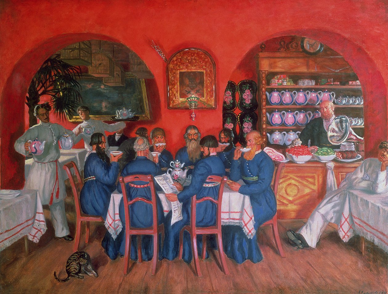 Moskevská kavárna, 1916 od Boris Mikhailovich Kustodiev