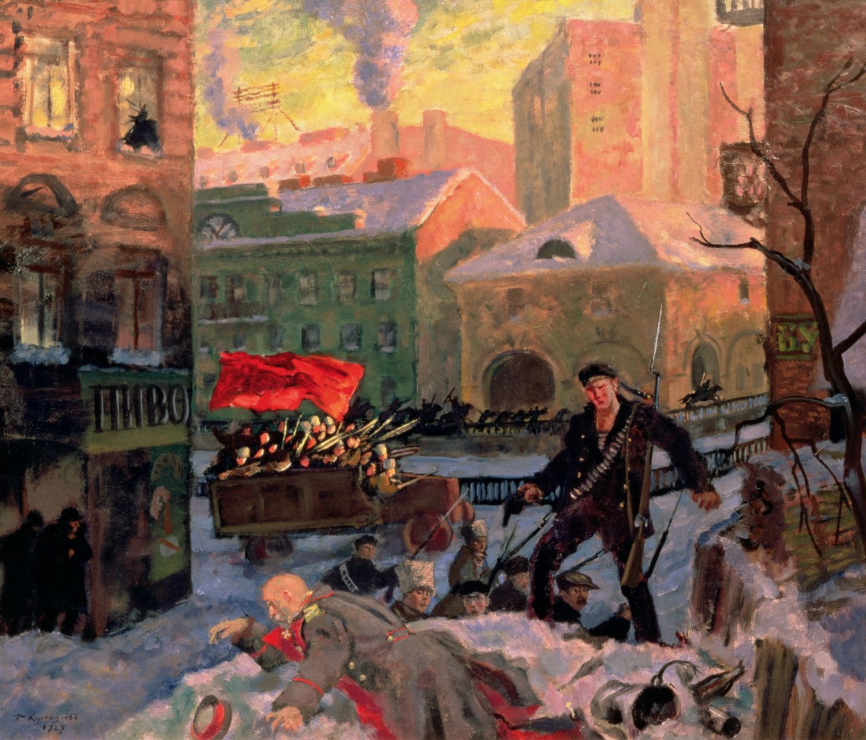 října 1917 v Petrohradě od Boris Mikhailovich Kustodiev