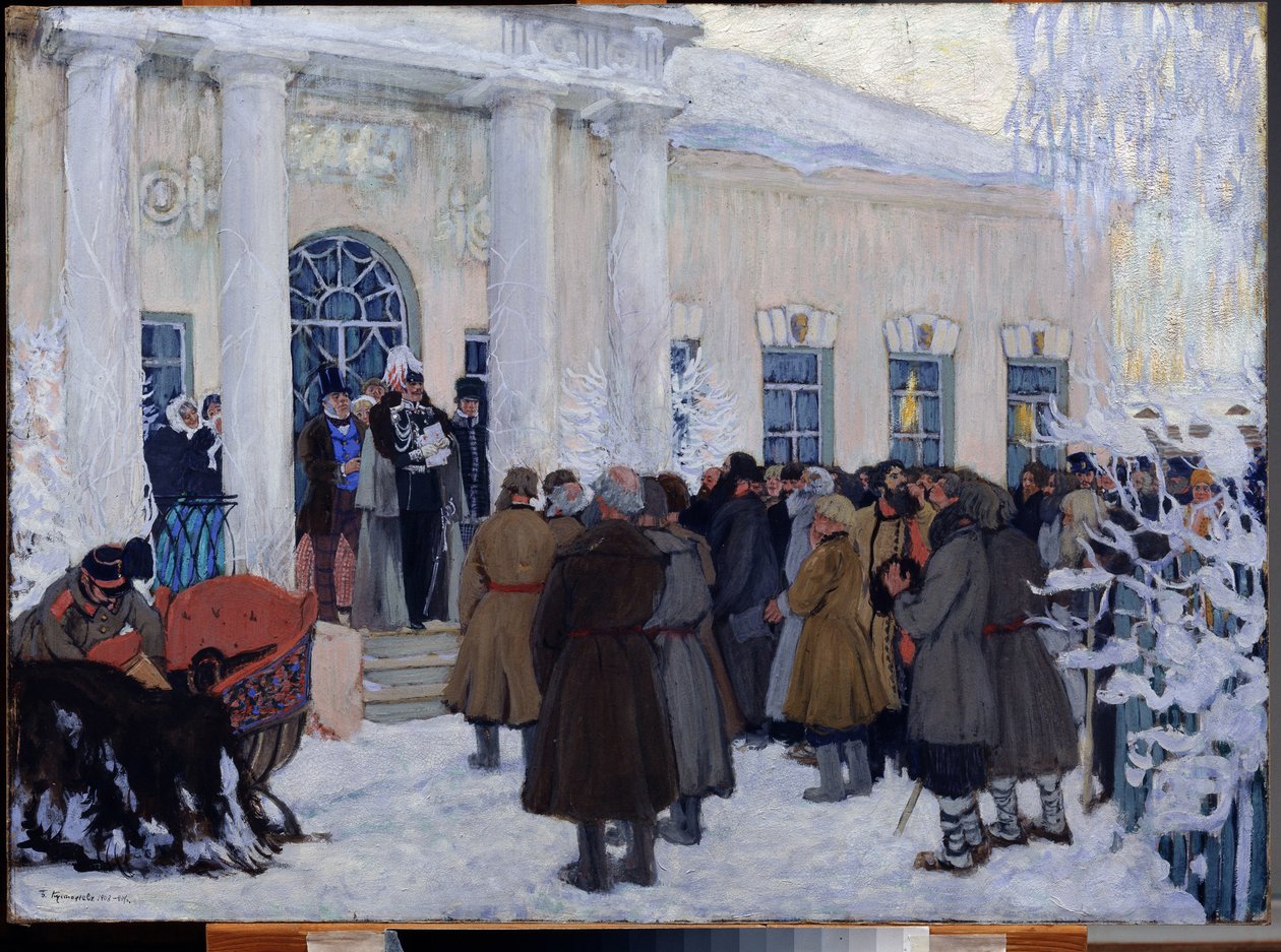 Emancipace ruských nevolníků v roce 1861, 1908-09 od Boris Mikhailovich Kustodiev