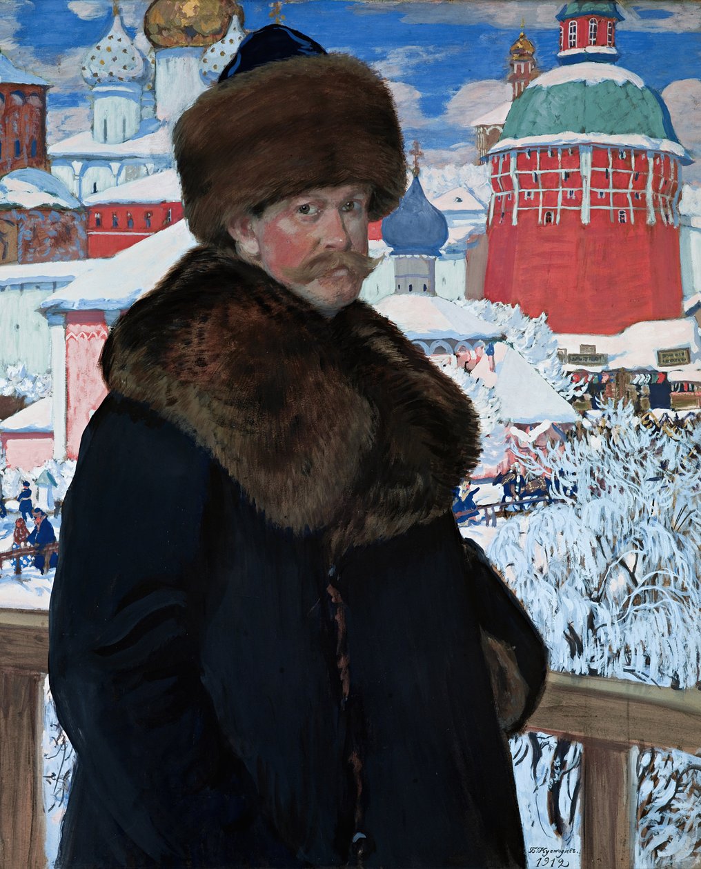 Autoportrét, 1912 (tempera na kartonu) od Boris Mikhailovich Kustodiev