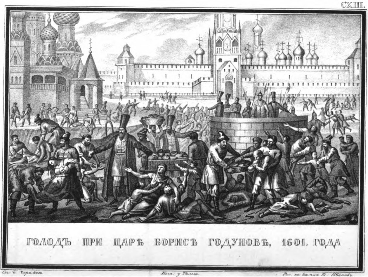 Hladomor za vlády Borise Godunova z Illustrated Karamzin, 1836 od Boris Artemyevich Chorikov