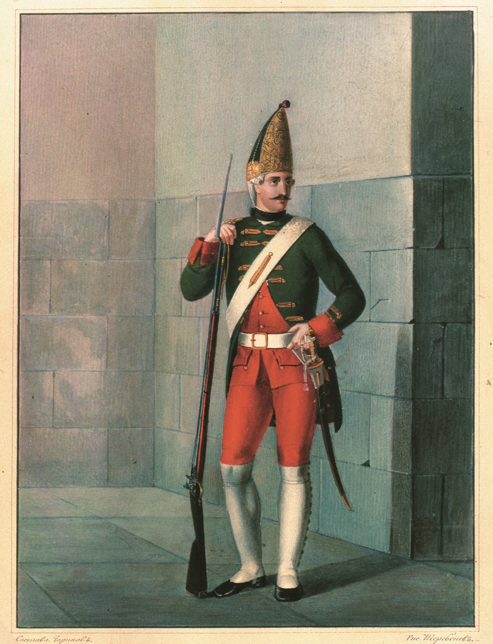Granátník Izmailovského pluku v roce 1762, konec 30. let 19. století od Boris Artemyevich Chorikov