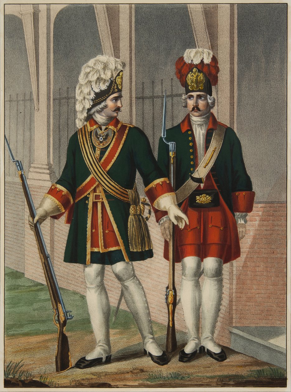Granátníci Preobraženského pluku v letech 1732-1738, počátek 40. let 19. století od Boris Artemyevich Chorikov