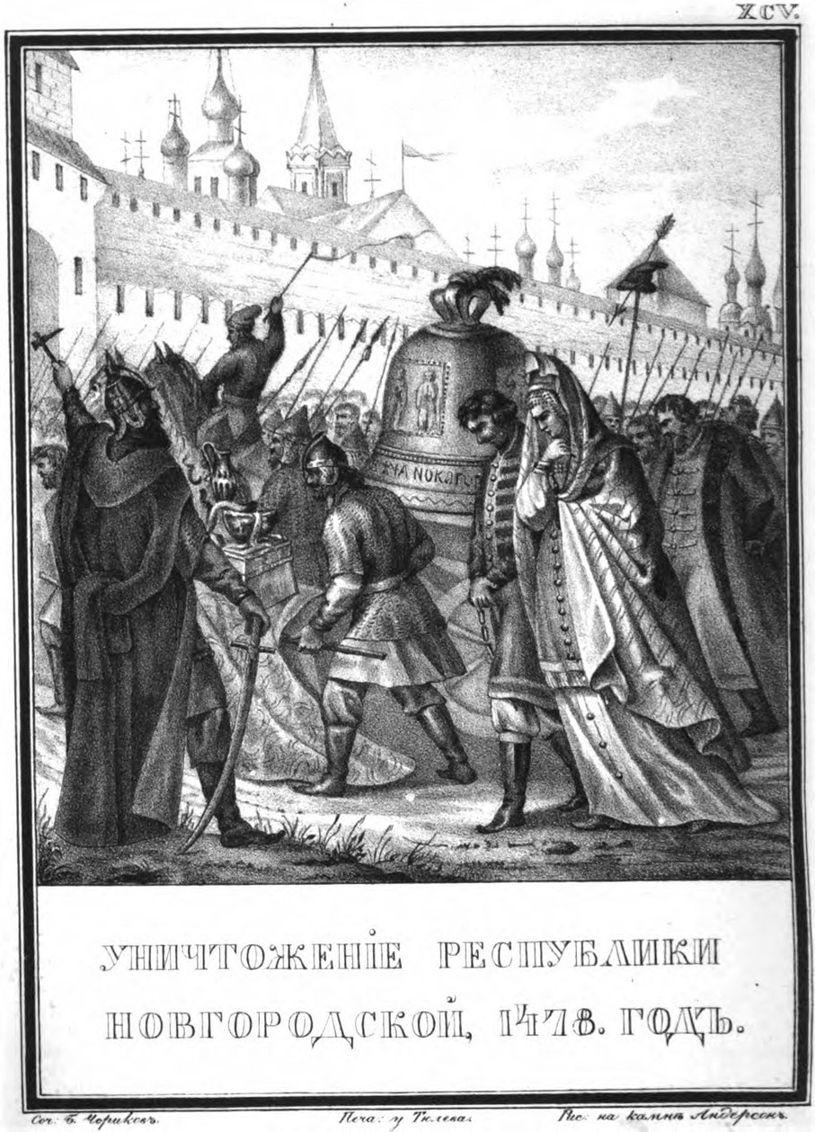 Pád Novgorodské republiky, 1478 z Illustrated Karamzin, 1836 od Boris Artemyevich Chorikov