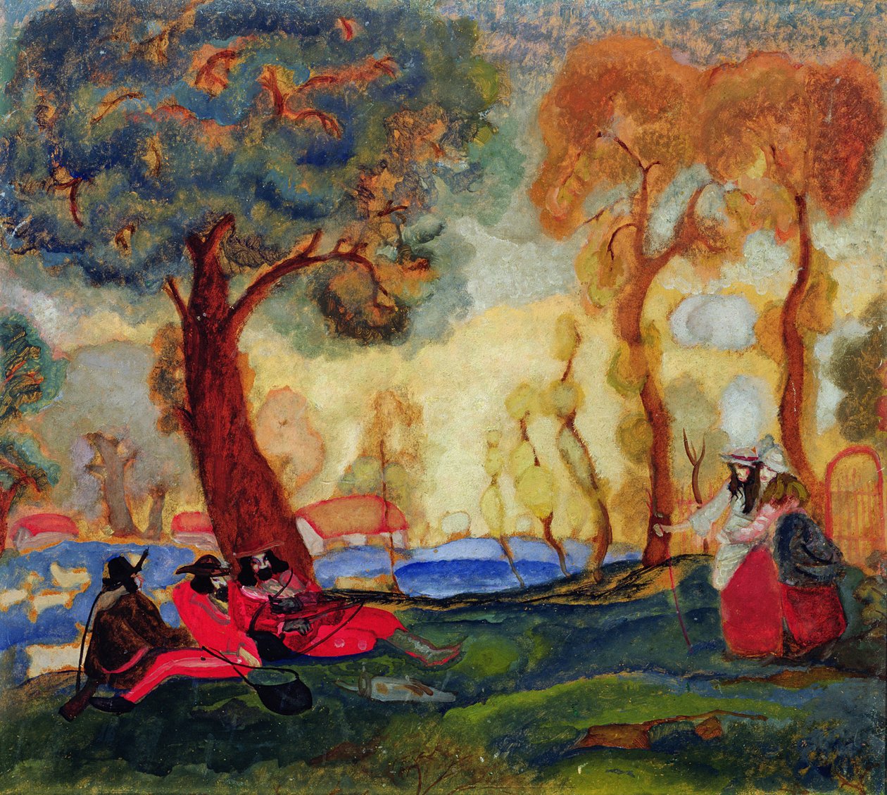 Židovští komedianti odpočívající, 1910 od Boris Dmitrievich Grigoriev