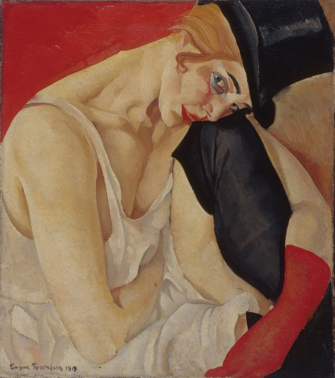 Dáma v cylindru, 1919 od Boris Dmitrievich Grigoriev