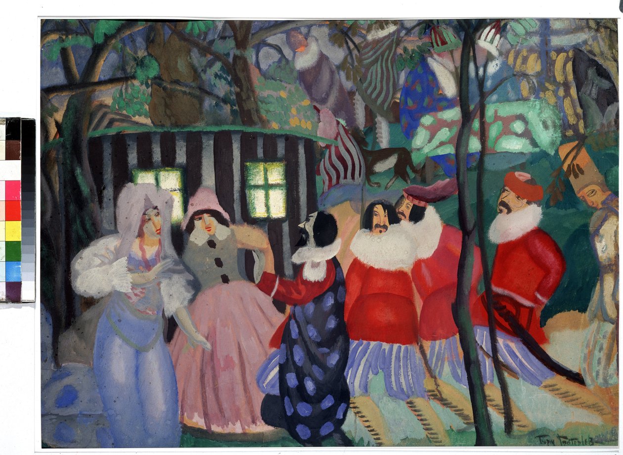 Dobyvatelé (The Conquerors). Dílo Borise Dmitrieviče Grigorjeva (1886-1939), kvaš na kartonu od Boris Dmitrievich Grigoriev