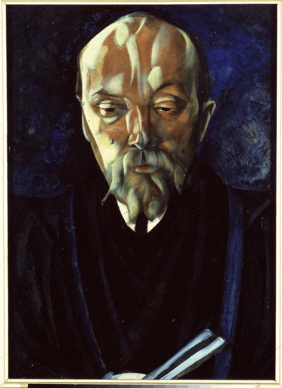 Portrét umělce Nicholase (Nicolase) Roericha (1874-1947) (Portrét umělce N. Roericha). Dílo Borise Dmitrijeviče Grigorjeva (1886-1939), tempera na kartonu od Boris Dmitrievich Grigoriev