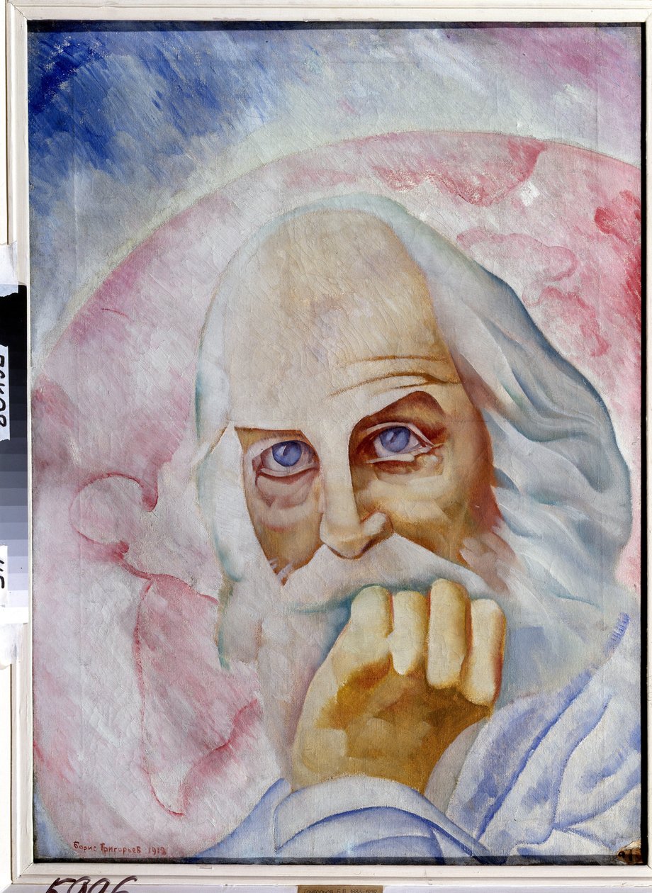 Portrét amerického spisovatele Walta Whitmana (1819-1892) (Portrait of the American Author W. Whitman). Obraz Borise Dmitrijeviče Grigorjeva (1886-1939), olej na plátně od Boris Dmitrievich Grigoriev