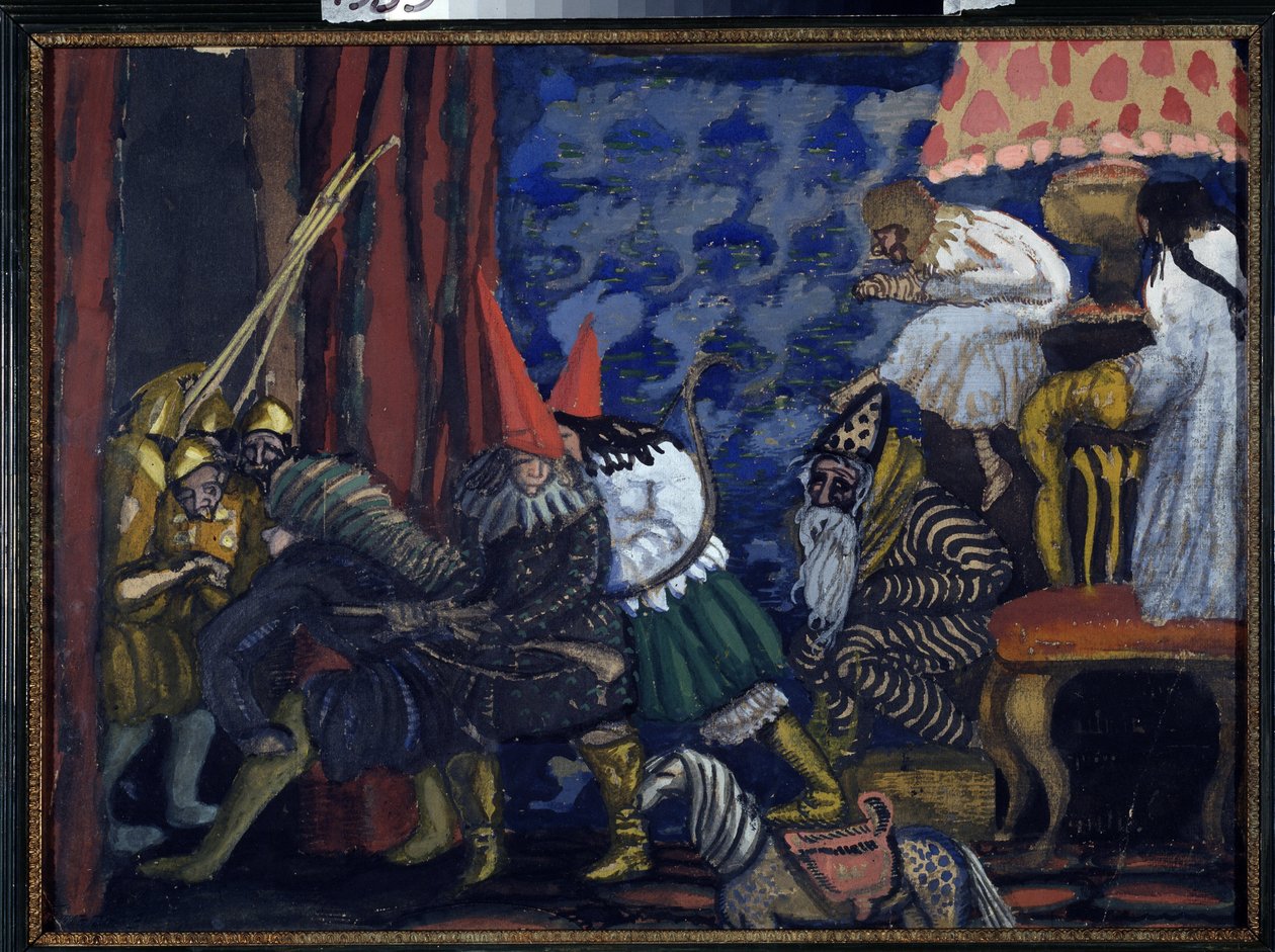 Lodní show. Dílo Borise Dmitrijeviče Grigorjeva (1886-1939), tempera na kartonu od Boris Dmitrievich Grigoriev