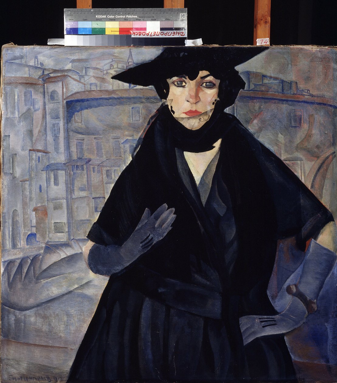 Žena v černém (A Lady in Black). Obraz Borise Dmitrijeviče Grigorjeva (1886-1939), olej na plátně, kolem roku 1910. Ruská avantgarda, 20. století, expresionismus. Státní muzeum umění, Dněpropetrovsk (Dněpropetrovsk) (Ukrajina) od Boris Dmitrievich Grigoriev