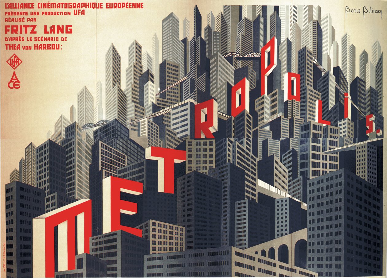 Filmový plakát Metropolis od Fritze Langa, 1926 od Boris Konstantinovich Bilinsky