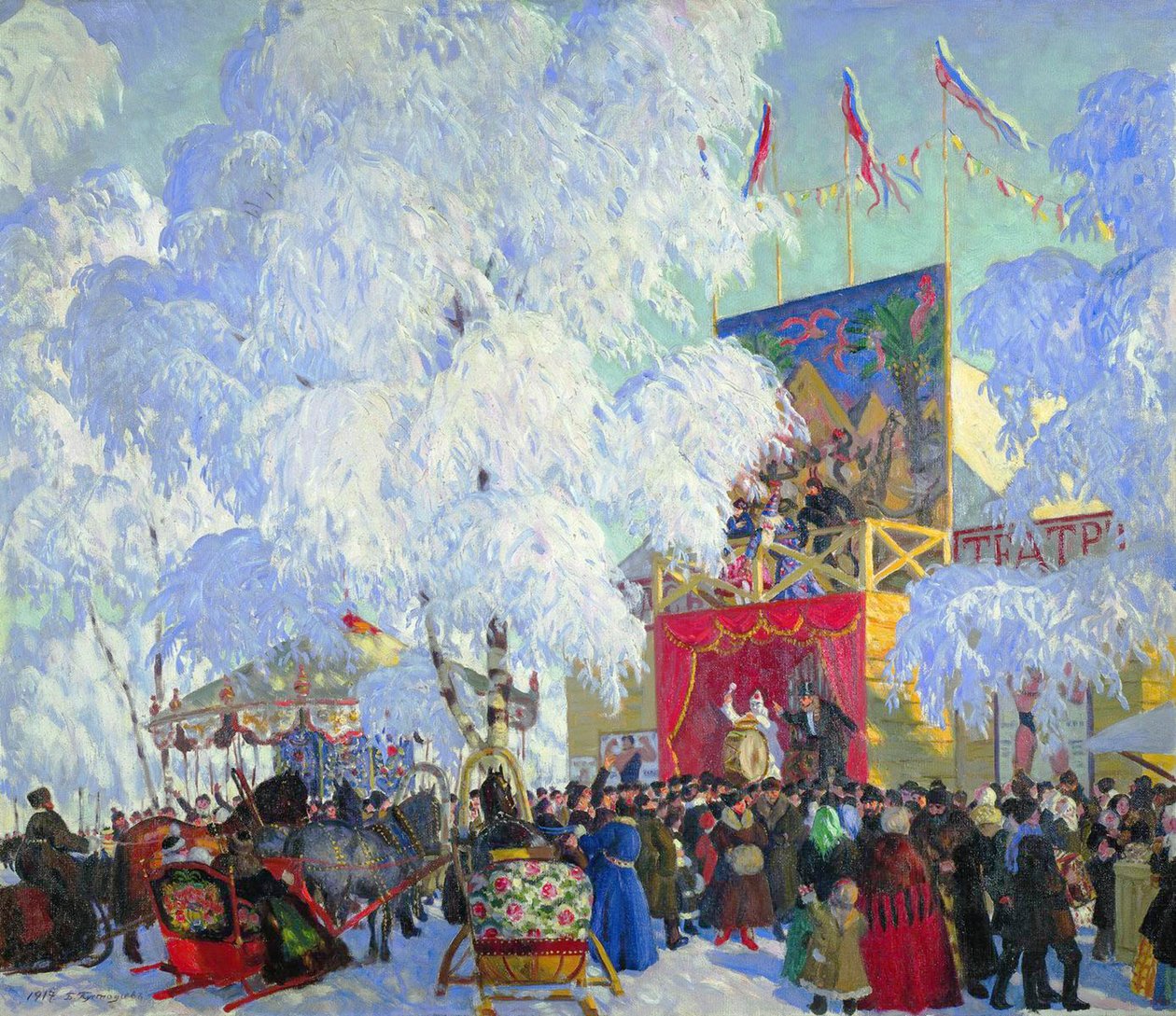 Výstavní kabiny, 1917. od Boris Mikhailovich Kustodiev