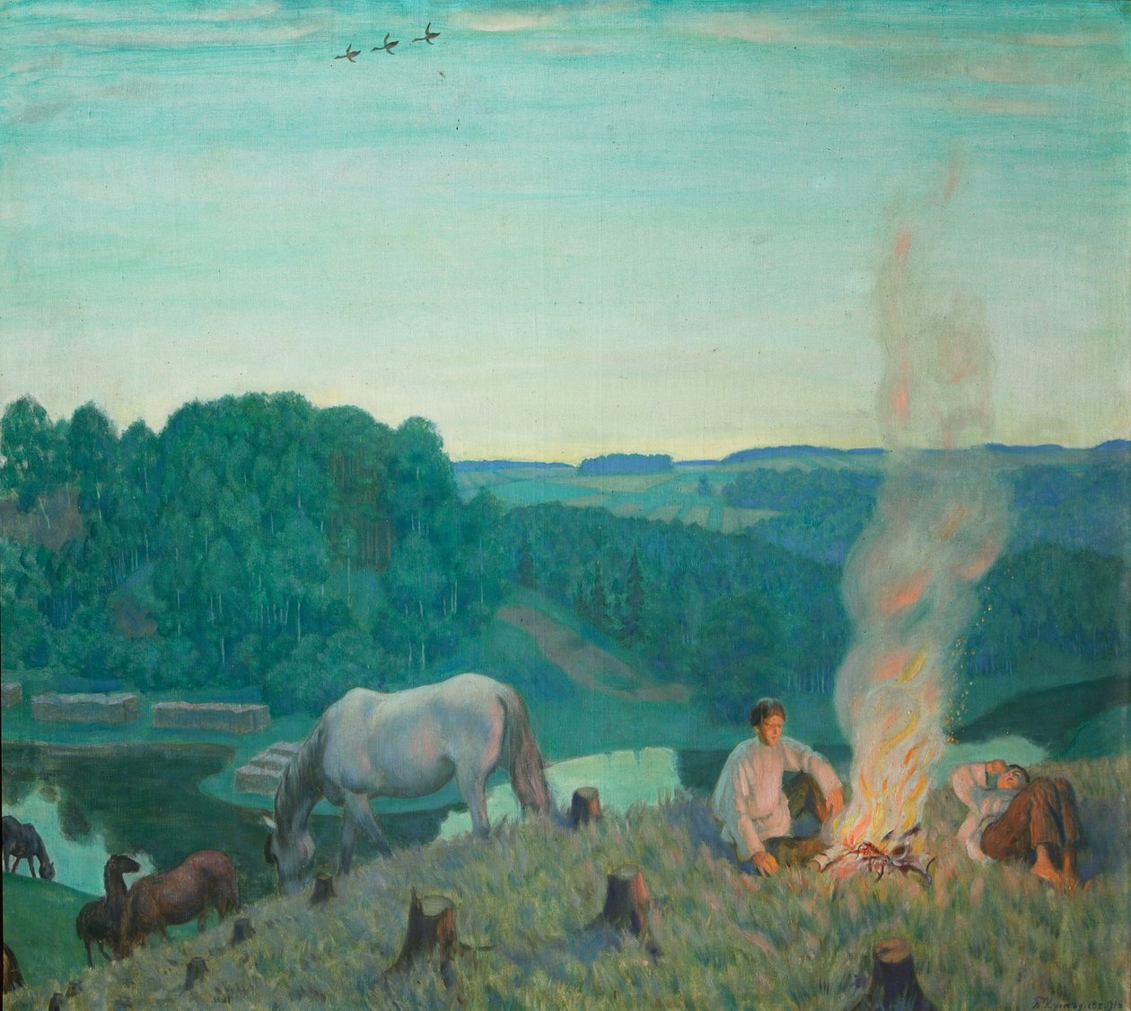 Táborák, 1916 od Boris Mikhailovich Kustodiev