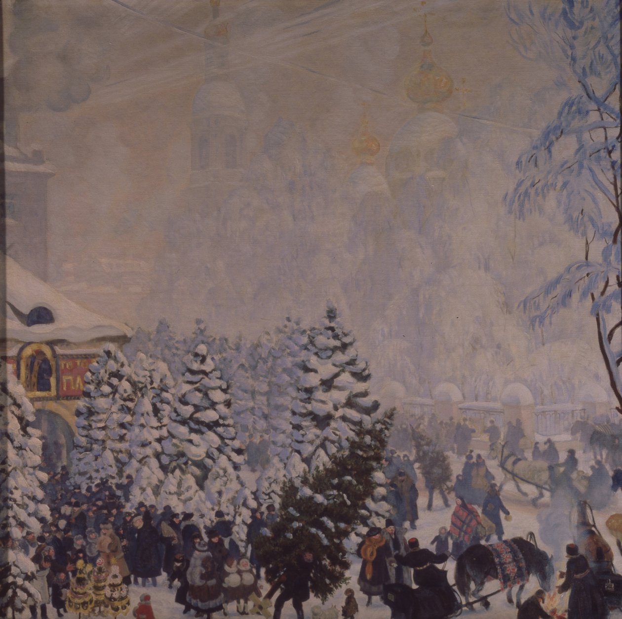 Vánoční trh, 1918 od Boris Mikhailovich Kustodiev