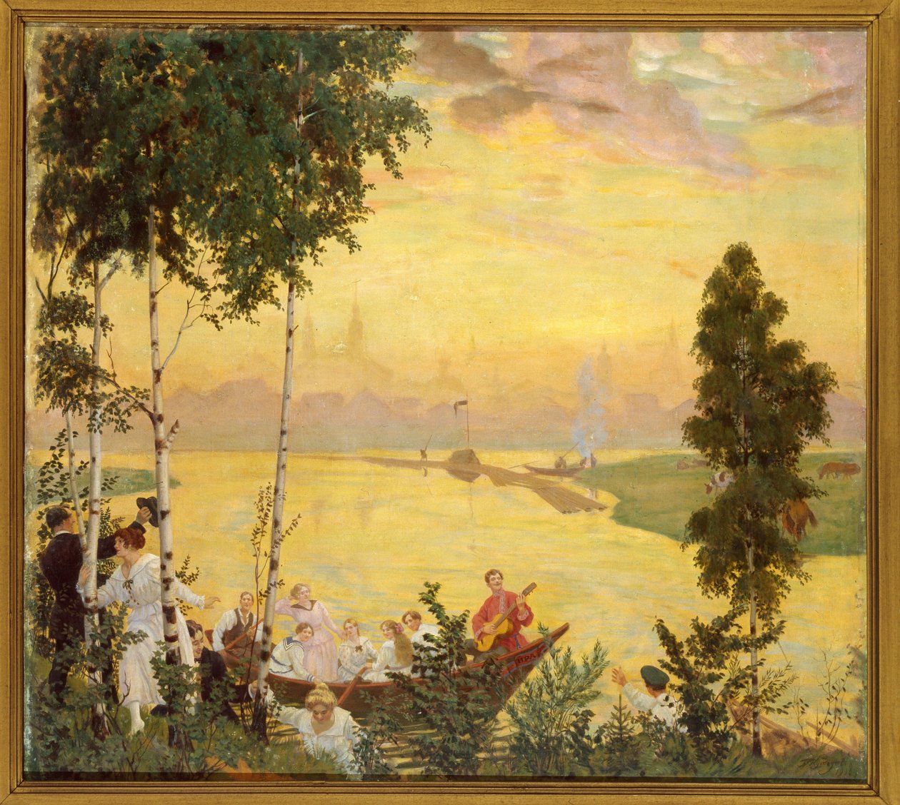Útěk do přírody (Country Trip). Obraz Boris Michaylovič Kustodiev (Kustodiev) (1878-1927), olej na plátně od Boris Mikhailovich Kustodiev