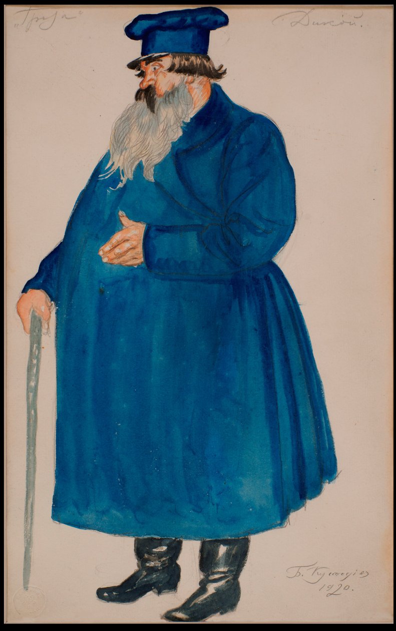 Obchodník Dikoy. Kostýmní návrh hry Bouře od A. Ostrovského, 1920. od Boris Mikhailovich Kustodiev