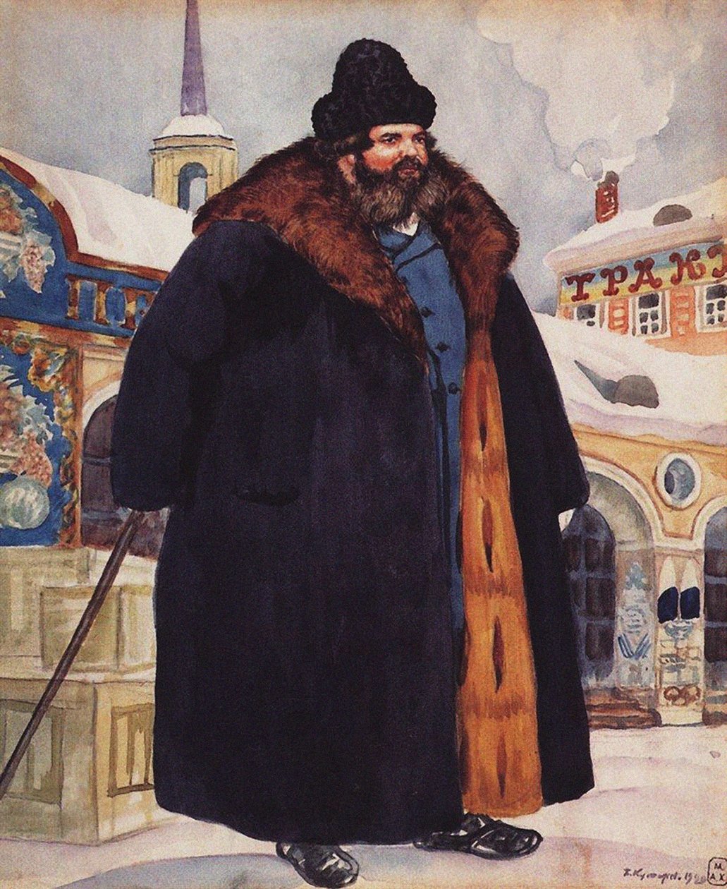 Obchodník v kožichu, 1920 od Boris Mikhailovich Kustodiev