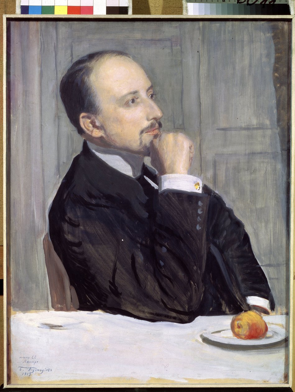 Portrét umělce Evgeny Evgenyevich Lanceray (Eugene Lancere) (1875-1946) (Portrét umělce E. Lanceray). Dílo Borise Michayloviče Kustodieva (Koustodiev) (1878-1927), tempera na kartonu od Boris Mikhailovich Kustodiev