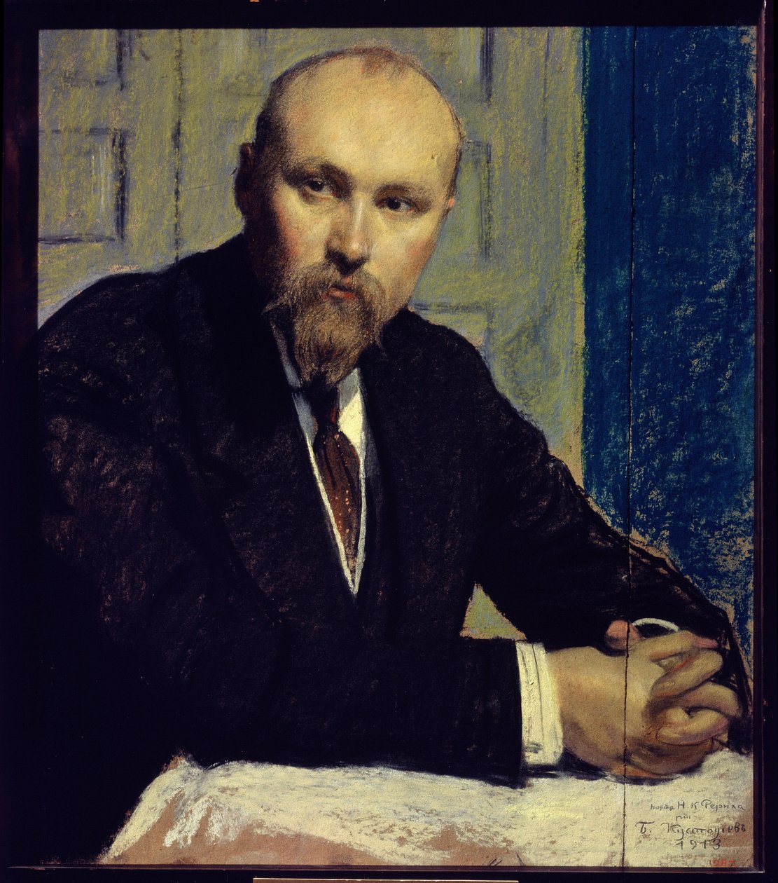 Portrét umělce Nicolase Roericha (1874-1947) (Portrait of the Artist N. Roerich). Díla Borise Michayloviče Kustodieva (Koustodieva) (1878-1927), pastel na kartonu od Boris Mikhailovich Kustodiev