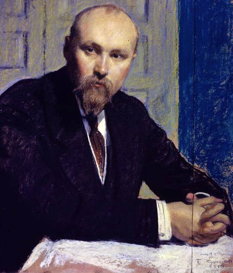 Portrét Nikolaje Rericha (1874-1947) 1913 (pastel na kartonu) od Boris Mikhailovich Kustodiev