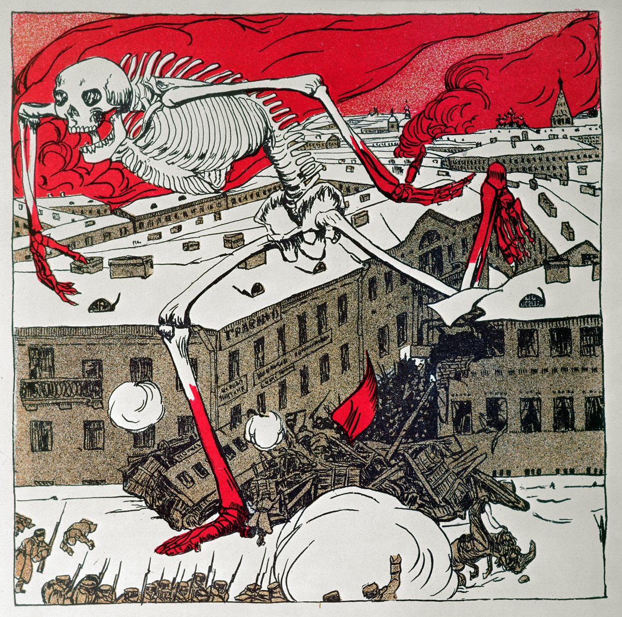 Plakát vydaný revolucionáři v Petrohradě od Boris Mikhailovich Kustodiev