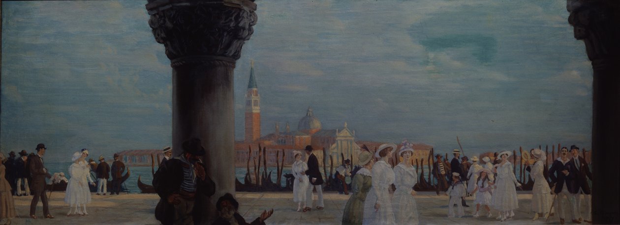 Promenáda v Benátkách, 1907-1908 od Boris Mikhailovich Kustodiev