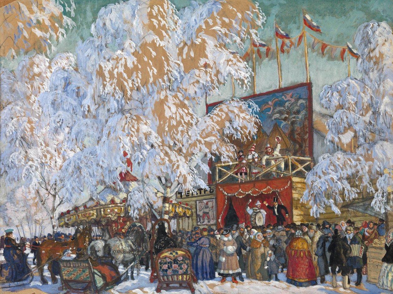 Výstavní stánky, 1917 od Boris Mikhailovich Kustodiev