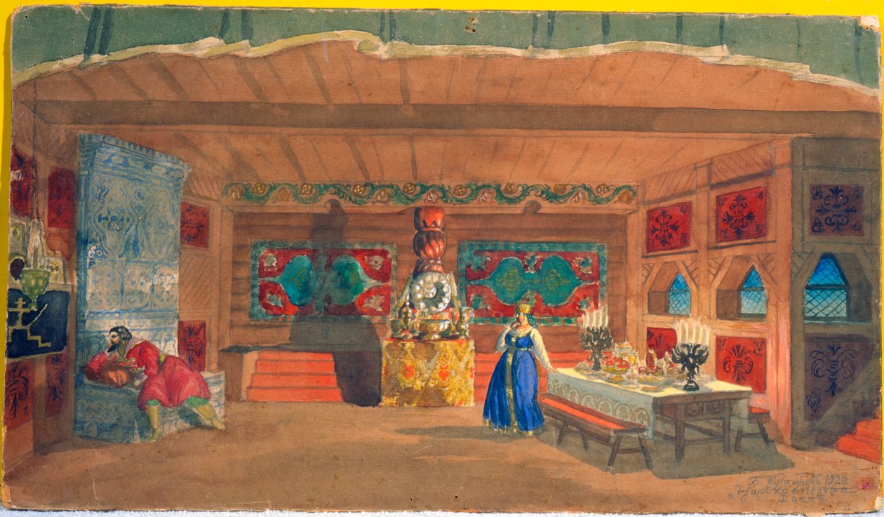 Scénografie k opeře Carská nevěsta od Nikolaje Rimského-Korsakova, 1920 od Boris Mikhailovich Kustodiev