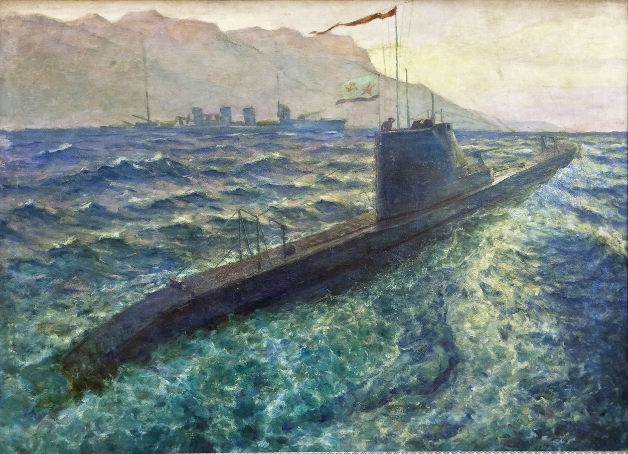 Ponorka par Deykin, Boris Nikolajevič (1890-1945). Olej na plátně, rozměr: 101x137 od Boris Nikolayevich Deykin