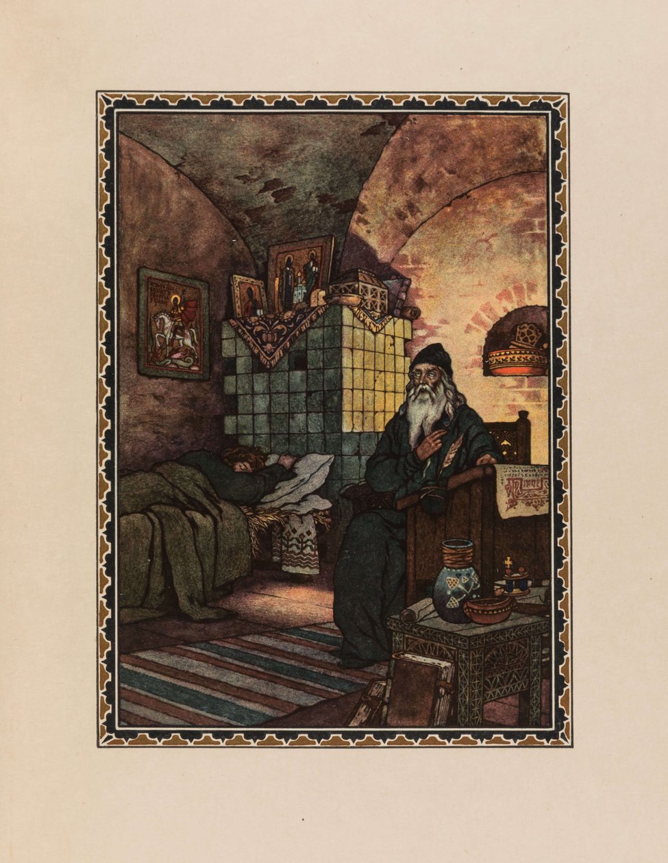 Pimen. Ilustrace k dramatu Boris Godunov od A. Puškina, 1927. od Boris Vasilievich Zvorykin