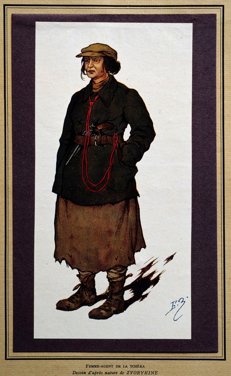 Rusko: agentka ruské revoluční čeky. Kresba Boris Zvorykine (1872-1935) od Boris Vasilievich Zvorykin