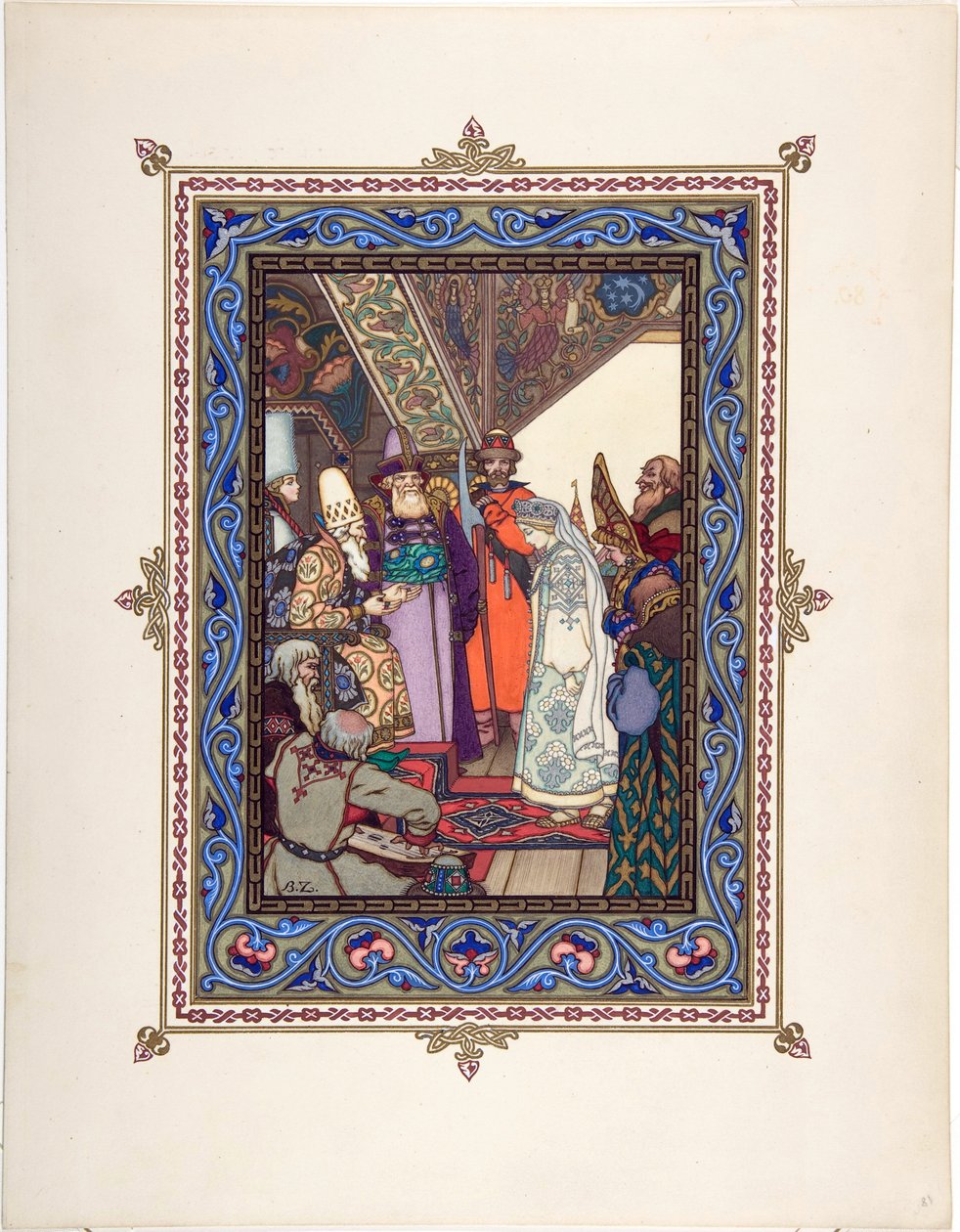 Snegourotchka ( ou Snegourka, la Fille de neige) - Ilustrace k pohádce Snegurochka par Zvorykin, Boris Vasilievich (1872-po 1935), c. 1925 - Barevná litografie, 27,3x20,5 - Soukromá sbírka od Boris Vasilievich Zvorykin