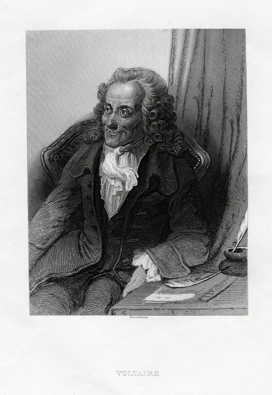 Voltaire, francouzský osvícenský spisovatel, esejista, deista a filozof, 1884 od Bosselman