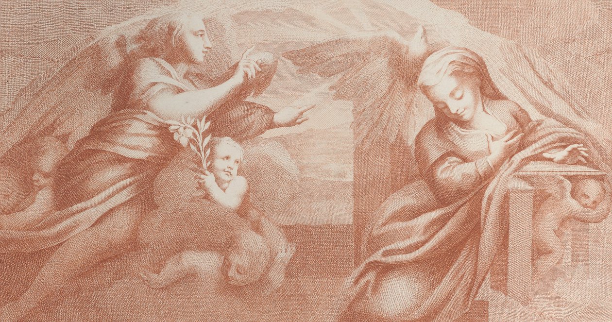Zvěstování, s Gabrielem vlevo a Pannou vpravo, 1784. od Bossi