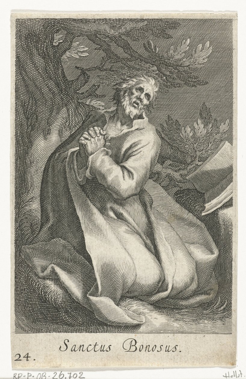 Svatý Bonosus jako poustevník Sanctus Bonosus (název na objektu) Hermits (název série) Sacra eremvs ascetarvm (název série) od Boëtius Adamsz. Bolswert