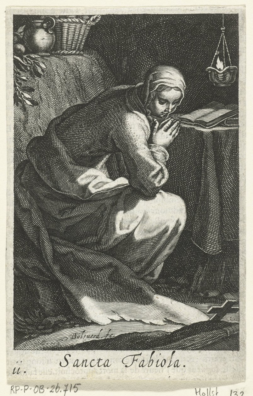 Svatá Fabiola Římská jako poustevnice Sancta Fabiola (titul na objektu) Hermitesses (název série) Sacra Eremus Ascetriarum (název série) od Boëtius Adamsz. Bolswert