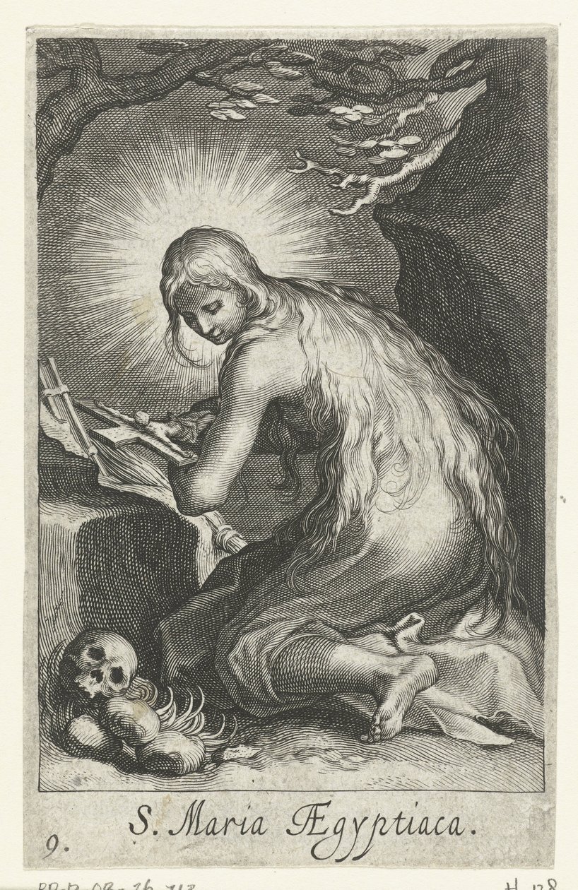 Svatá Marie Egyptská jako poustevnice Hermitesses (název série) Sacra Eremus Ascetriarum (název série) od Boëtius Adamsz. Bolswert