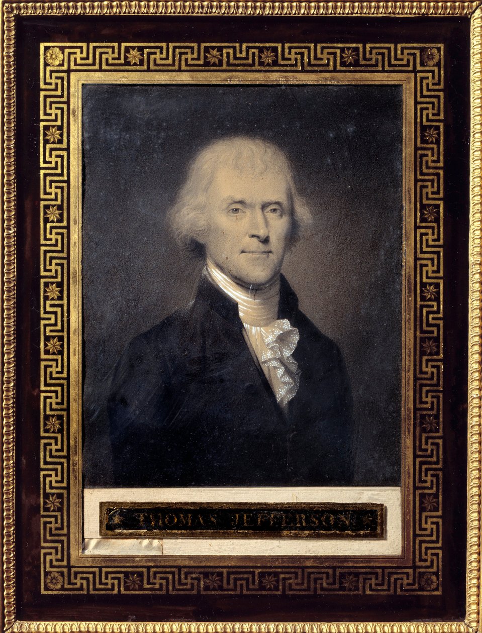 Portrét Thomase Jeffersona (1743-1826) Prezident Spojených států v letech 1801 až 1809 - Kresba od Boucha (19. století), černý kámen, křída Rozměr: 0,25 x 0,20 m - Malmaison, Musee Du Chateau - Portrét Thomas Jefferson (1743-1826) - Kresba Bouc od Bouch