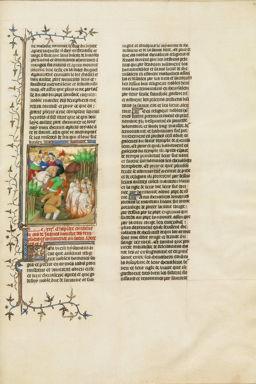 Templářští rytíři upálili za přítomnosti Filipa Veletržního a jeho dvořanů od Boucicaut Master Illuminator