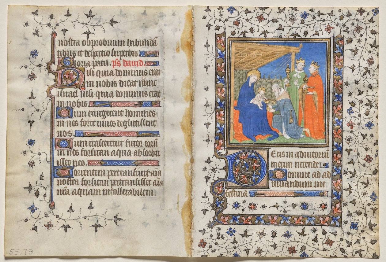 Bifolio z knihy hodin: Klanění mudrců (recto) od Boucicaut Master
