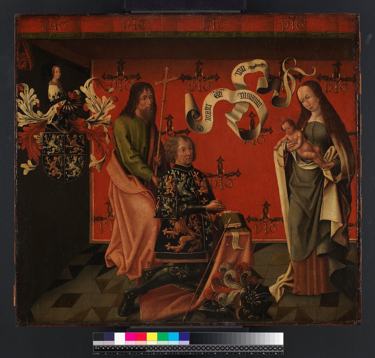 Portrét rytíře Philipa Hinckaerta a svatého Filipa apoštola, před Pannou a dítětem, cca 1494-1505 od Brabant School