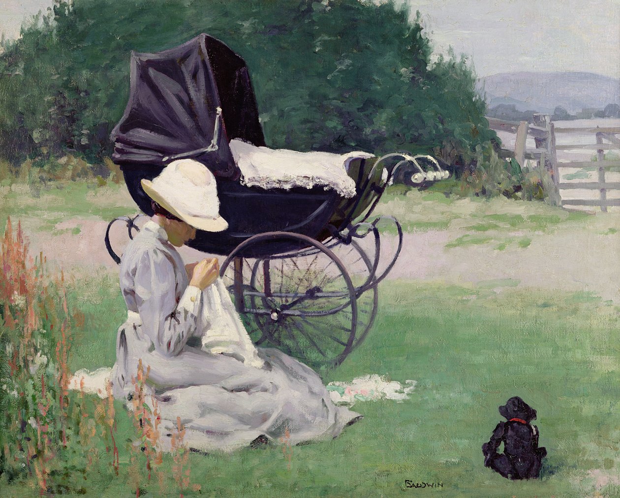 Šití na slunci, 1913 od Brake Baldwin