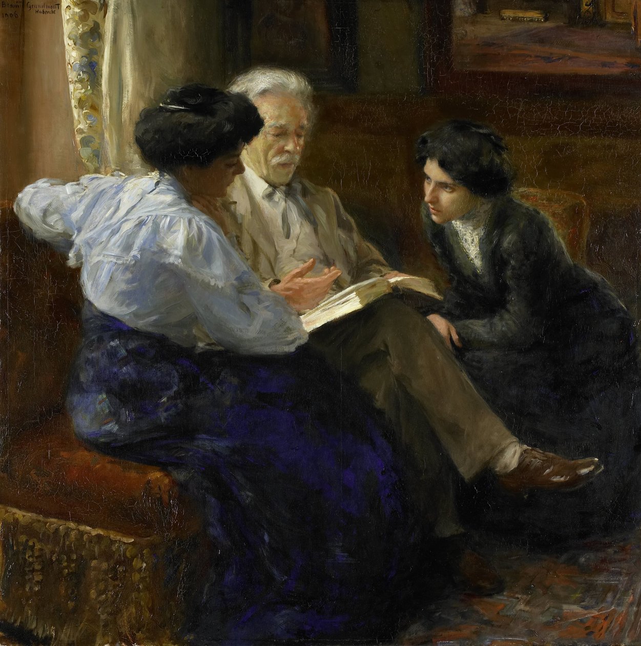 Alphons Marie Antoine Joseph Grandmont (1837-1909), druhý manžel umělkyně, Doučování dvou italských dívek od Bramine Hubrecht