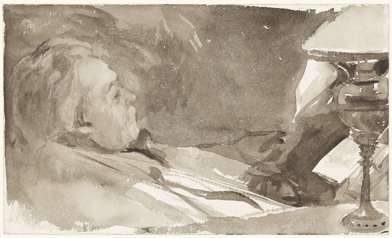 Portrét Alphons Marie Antoine Joseph Grandmont, čtení u lampy od Bramine Hubrecht