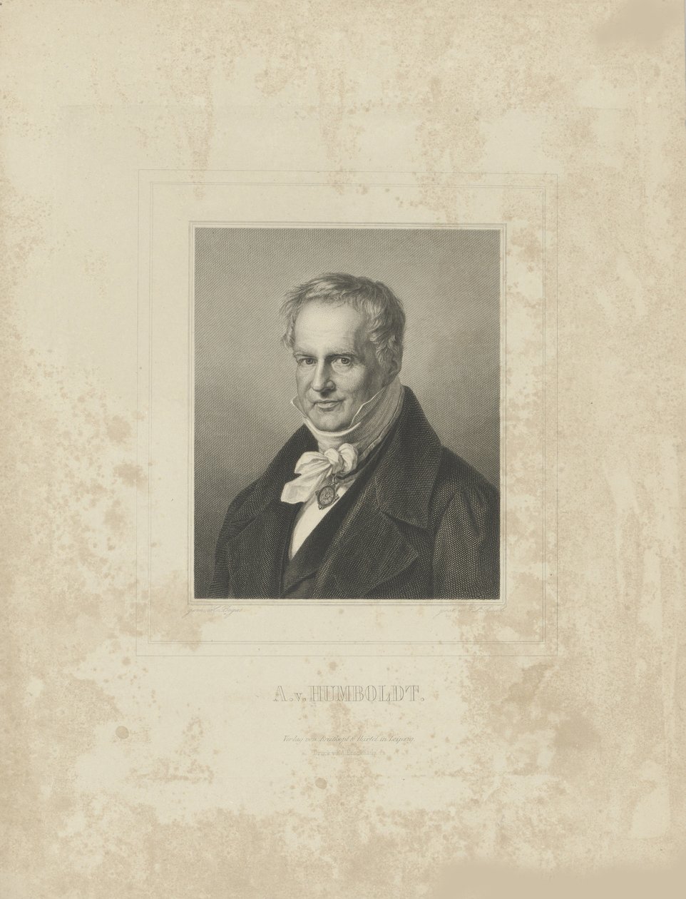 Portrét Alexandra von Humboldta 1769-1859, c. 1850 od Breitkopf and Härtel