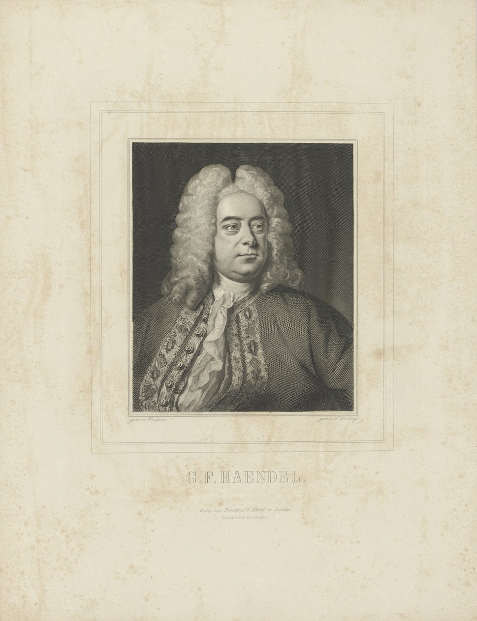 Portrét skladatele Georga Friedricha Haendla 1685-1759, c. 1840. od Breitkopf and Härtel